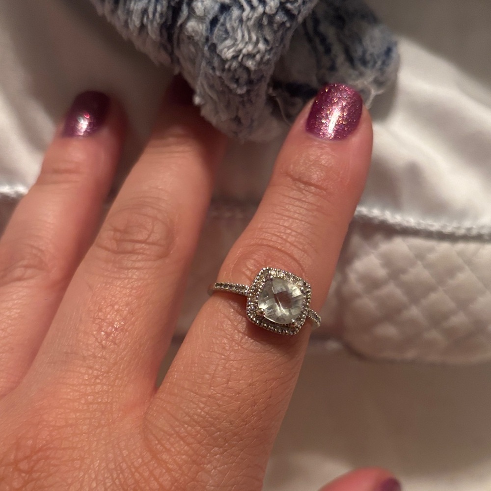 Zales Silver Ring with Clear Gemstone